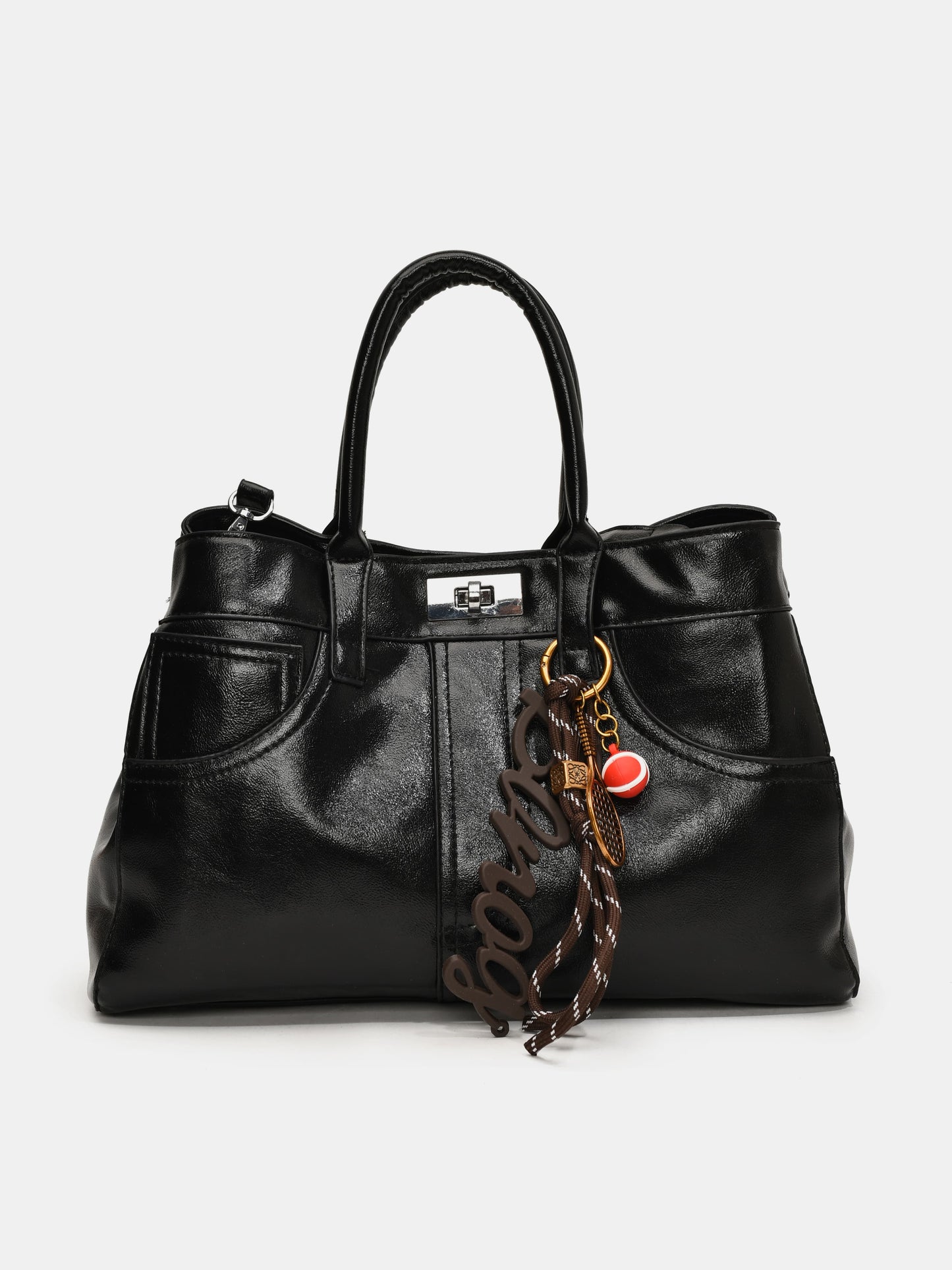 PU Leather Handbag with Pendant