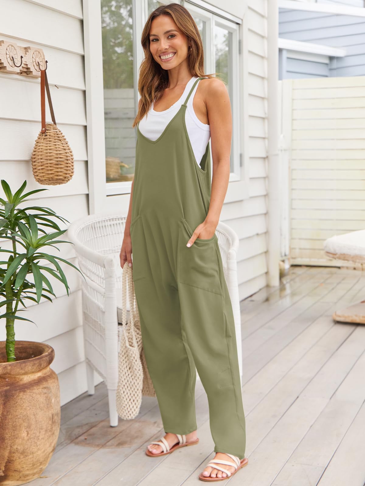 V-Neck Spaghetti Strap Jumpsuit