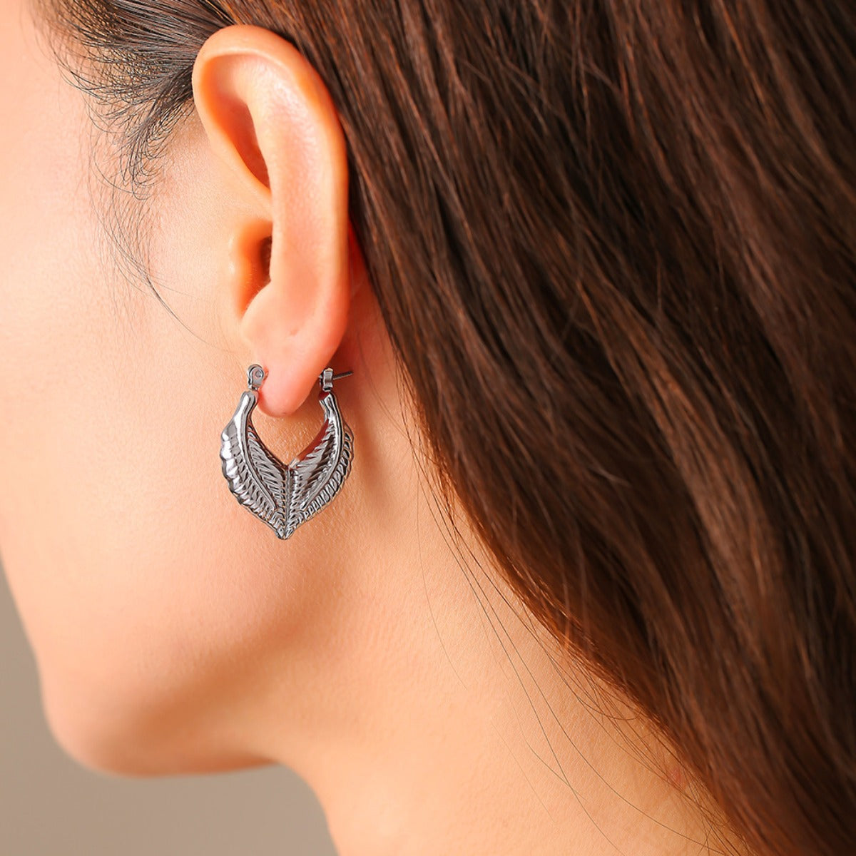 Titanium Steel Leaf Shape Earrings