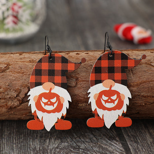 Wooden Dwarfs Pumpkin Dangle Earrings