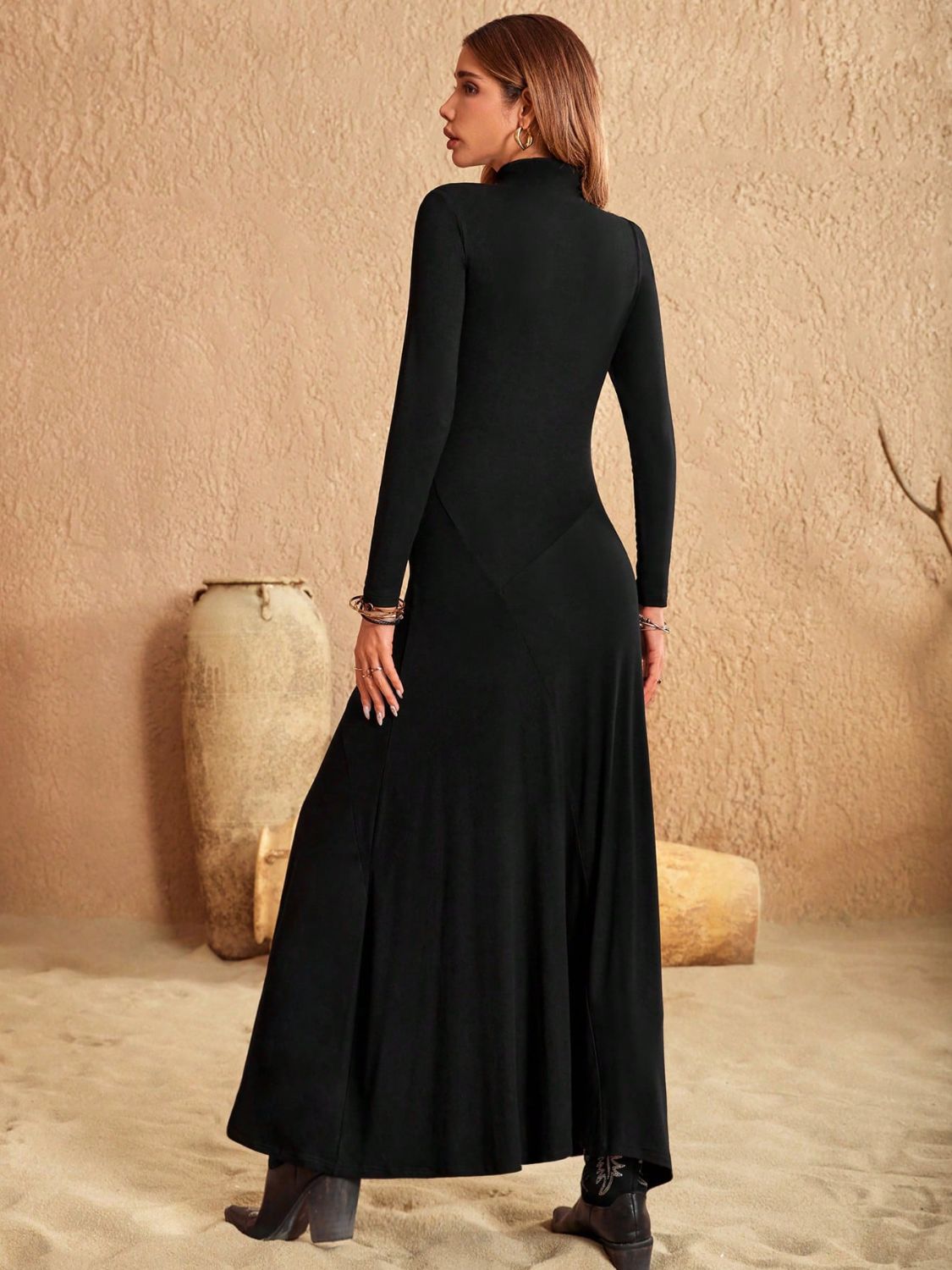 Turtleneck Long Sleeve Maxi Dress