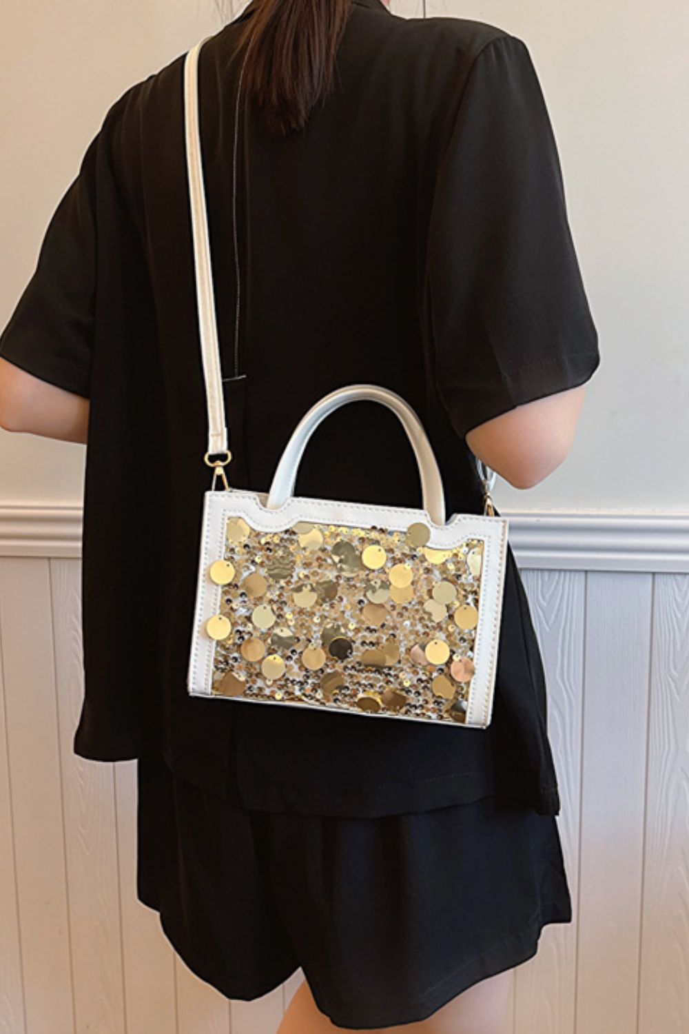 PU Leather Sequin Handbag