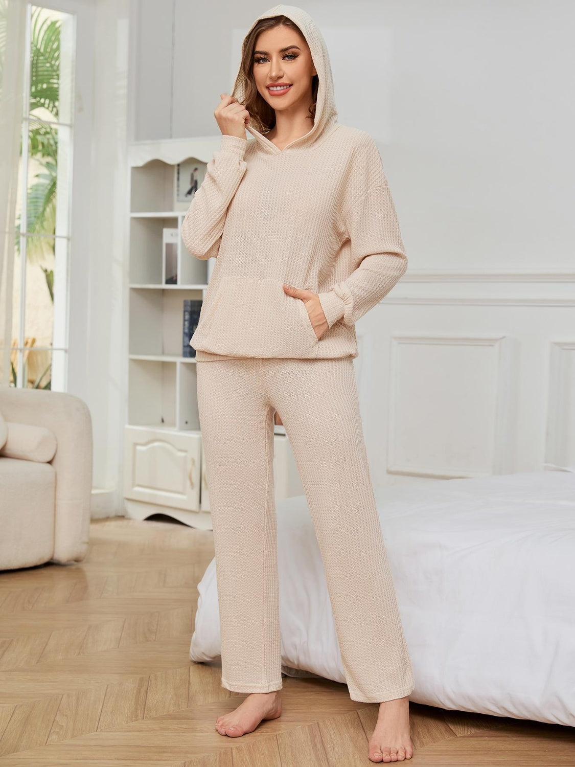 Dropped Shoulder Long Sleeve Hoodie and Pants Set