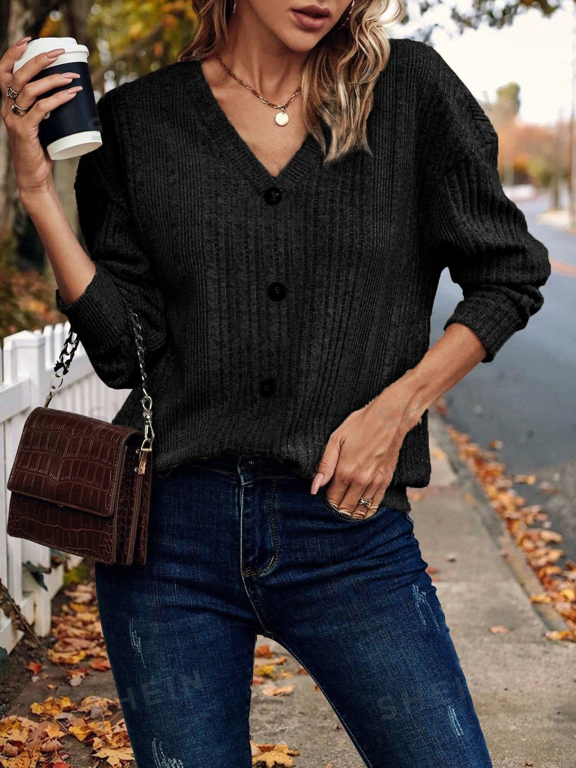 V-Neck Long Sleeve T-Shirt